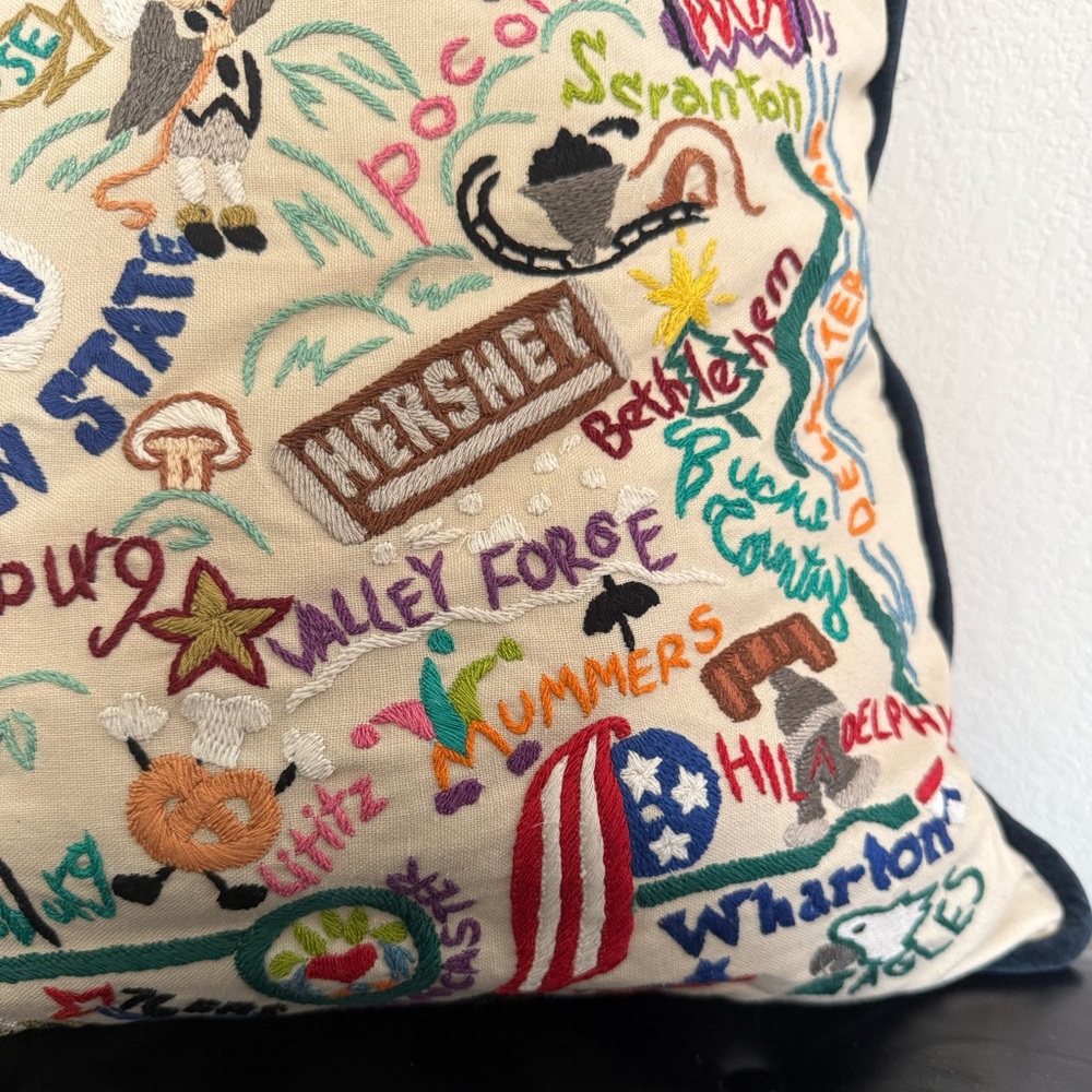 Cat Studio Pennsylvania Embroidered Pillow - Picture 4 of 13